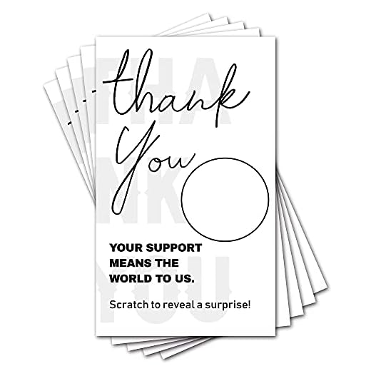 JioJio Chan 50 Blank Gift Certificate Thank You Scratch Off Cards Vouchers, for Small Business, Spa Beauty Makeup Hair Salon Restaurant, Bridal Baby Shower Christmas Birthday Wedding Holiday