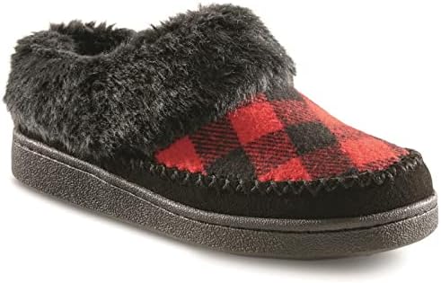 Guide Gear Womens Faux Fur Collar Clog Slippers, Plaid, Fur-Lined, Warm, Slip-On, Lounge Shoes, Bedroom House Slippers, Indoor and Outdoor | Image 1