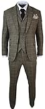 Neue Kollektion Cavani Herrenanzug 3 Teilig Braun Klassisch Tweed Fischgräte Kariert Eng Tailliert Vintage