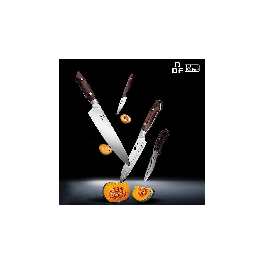 DDF iohEF Kitchen Knife Set, 16-Piece Knife Sets for Kitchen with Block Japanese Stainless Steel Knives Set with Sharpener Ultra Sharp Professional Chef Knife Set with Ergonomic Handle for Cutting