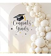 FYSUIMU Congrats Grad Cap Decal Graduation Backdrop Decorations Party Stickers Black Gold Welcome...