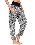 weite sommerhosen zara 【✿Multifunktionshose】Parabler Damen Hippie Haremshose kann als lockere Yogahose, Boho Hippie Hose, Pumphose, leichte Sommerhose, hübsche Strandhose, weiche Freizeithose, luftige Stoffhose, bequeme Schlafanzughose, Jogginghose, Pilates Hose, Aladinhose, Pluderhose getragen werden.