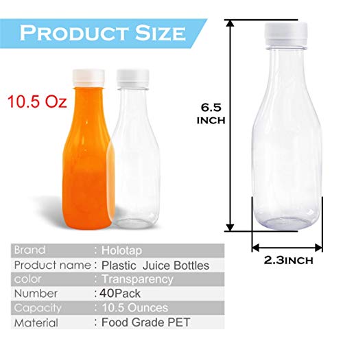 10 Oz Empty PET Plastic Juice Bottles 35 Pack Clear Disposable Bulk Drink Bottles with White Tamper Evident Caps Great for Storing Homemade Juices, Milk, Water, Smoothies, Tea (10 OZ, White) - Thumbnail 5