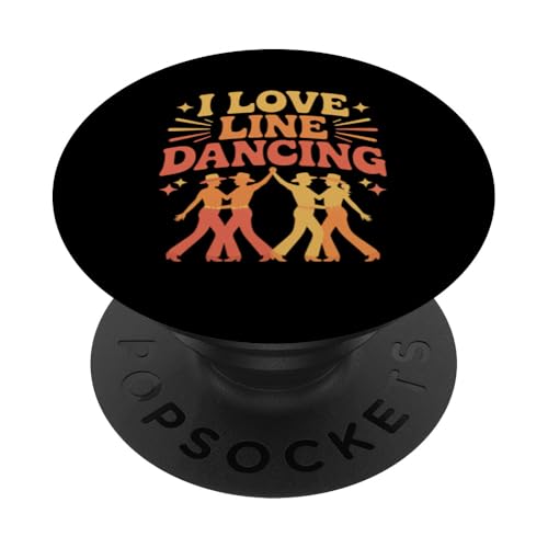 I Love Line Dancing Estilo occidental Diversión PopSockets PopGrip Adhesivo