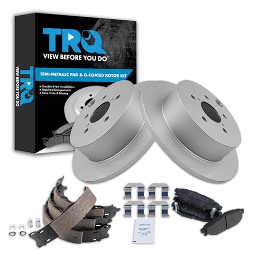 Image of TRQ Rear Brake Pad and Rotor Set Semi Metallic G Coated Rotors Compatible with 2014-2018 Subaru Forester 2012-2018 Impreza 2013-2015 XV Crosstrek 2017-2018 Crosstrek