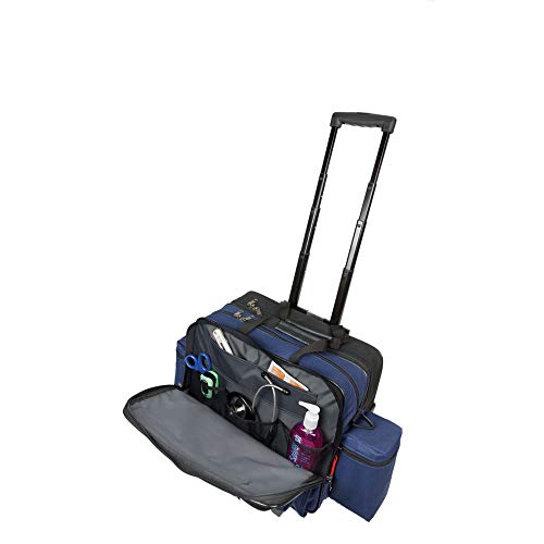 Hopkins Medical Products Rolling Med Bag With Ez-View: Waterproof, Laptop Section & Lockable File Pocket - Ultimate Mobility For Healthcare Pros, 39.5 In. Handle, 16 In. X 3 In. X 12 In., Blue #TOP3