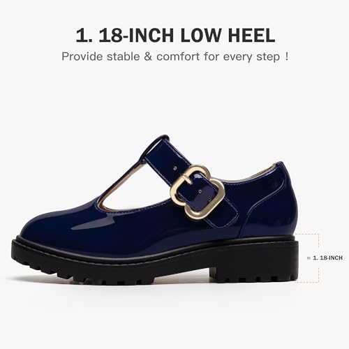Parrosoo School Shoes for Girls Navy Mary Jane Shoes Girl Big Kids Size 4 by Parrosoo - Used condition - Image 5