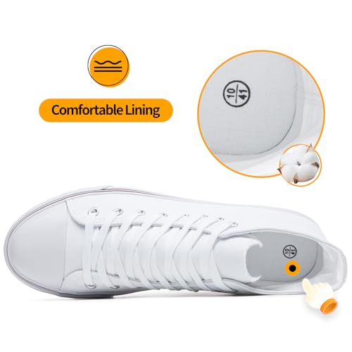 ZGR Men's High Top Canvas Sneakers Lace Up Classic Walking Shoes White US10 by ZGR - Used condition - Image 5