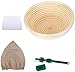 Pain Rond Corbeille à Pain en Osier, Kit De Cuisson pour Pain De Canne Naturel Rond Rond Non Blanchi - Comprend Un Grattoir à Bol, Un Couvercle en Banneton De Lin