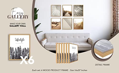Miniatura 3 de Art Maison Juego de 6 portarretratos de madera de 16 x 20 pulgadas, marcos de pared para galería de arce, juego de marcos de exhibición de fotos