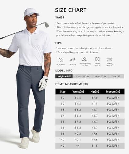 Willit Calças de golfe masculinas elásticas de secagem rápida casual para trabalho com bolsos 76 cm/