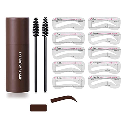 Kit De Mise En Forme De Tampon à Sourcils Professionnel En Une étape, 10 Pochoirs à Sourcils 2pinceaux à Crayons à Sourcils Maquillage De Tampon à Sourcils Imperméable Longue Durée, Brun Foncé Cover