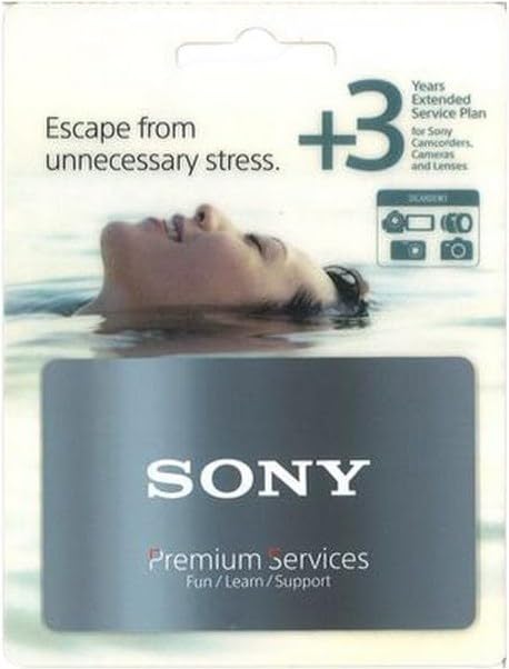 Sony Premium Service + Extension de 3 Ans pour appareils Photo (Uniquement pour Les Bodys Sony Alpha Bodys, caméscopes, caméras RX et objectifs)