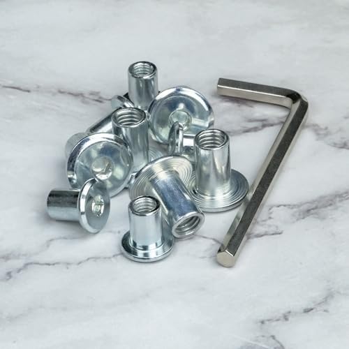 10 Stück Hülsenmuttern mit Flachkopf und Innensechskant – rostfrei – Möbelschrauben, Schraubhülsen, Verbindungsschraube (M6x12)