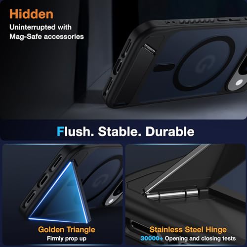 Image of for Google Pixel 10 Case /Pixel 10 Pro Case with MagSafe[Invisible Kickstand][Charge While Standing][Military Shockproof] Translucent Matte Soft Silicone Bumper Pixel 10 /10 Pro Phone Case,Black