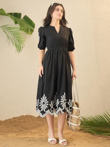 Image of JULEE Women's Rayon Embroidered Dress Butta Dress-BAC