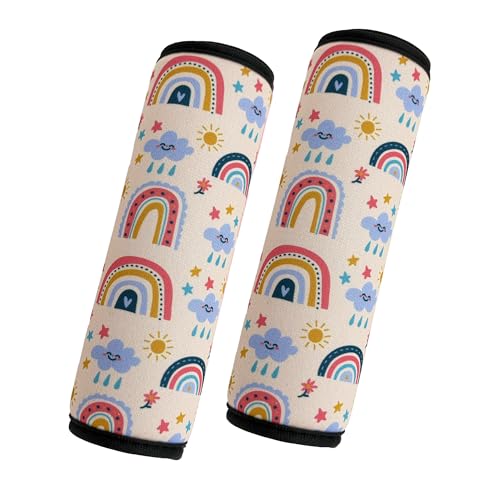 Image of 2 Pack VegaPunkLab Seat Straps Shoulder Pads for Kids - Seat Belt Cover Pad, Perfect for Car Booster Seats, Strollers, High Chair, Backpacks, and More, Rainbow