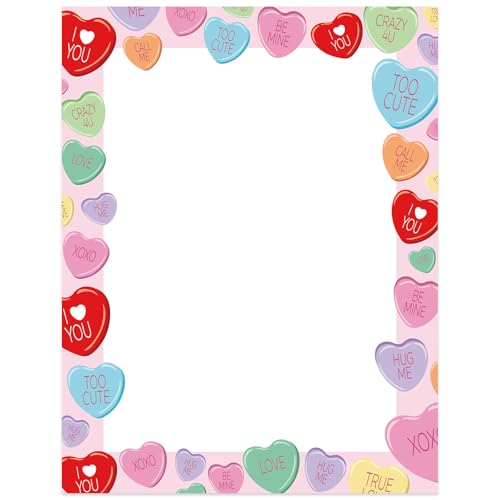 Papier à lettre Saint-Valentin Whaline | 80 feuilles imprimables cœurs colorés