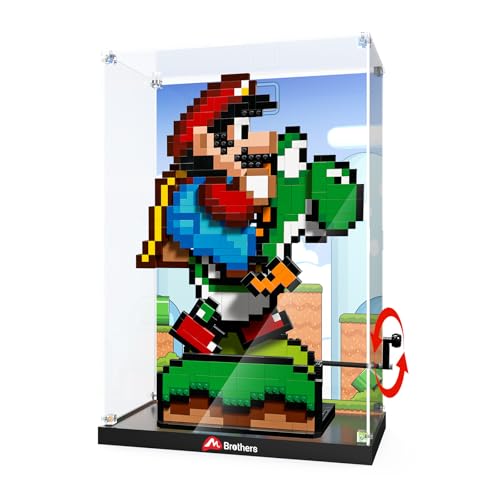 Acrylic Display Case for Lego 71438 Super Mario Yoshi (Box Only No Model) DIY Crosshair Retains Block Playability Dustproof Transparent HD Backdrop Display Case