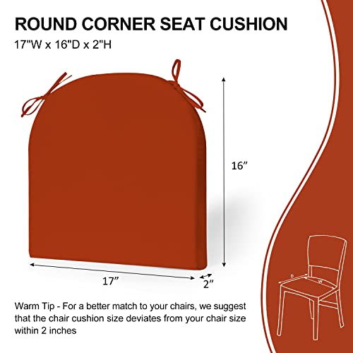 Wellsin Outdoor Chair Cushions For Patio Furniture - Patio Chair Cushions Set Of 4 - Waterproof Round Corner Outdoor Seat Cushions 17"X16"X2", Brick Red #TOP2