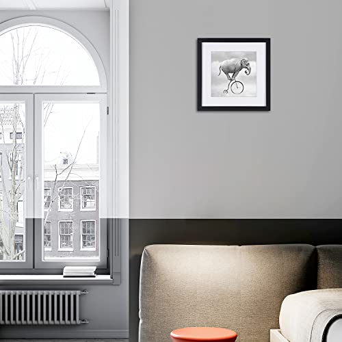 Elephant Wall Art Framed Funny Acrobatics Animal Pictures Canvas Wall Art Decor Black And White Wall Art Canvas Paintings Living Room Bedroom Black Framed Prints Modern Artwork For Bathroom Office #TOP3
