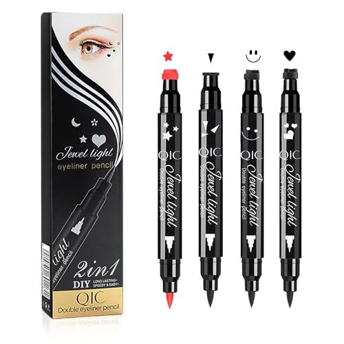 Holzsammlung 4 Piezas Delineadores de Ojos Liquido Eyeliner Waterproof Stamp Lapiz de Ojos Negro Impermeable Cosméticos de Maquillaje Mujer#B