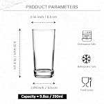 Water Glasses Set of 6 - Highball Glasses with Heavy Base, 290 ml Clear Drinking Glasses Set for Water, Juice, Cocktails, Wine, Beer, Whiskey