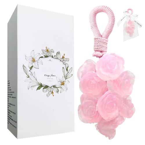 Hlimind Sapone artigianale a forma di uva, sapone cristallo rosa con cordoncino, sapone idratante per viso e corpo, sapone da bagno alla rosa