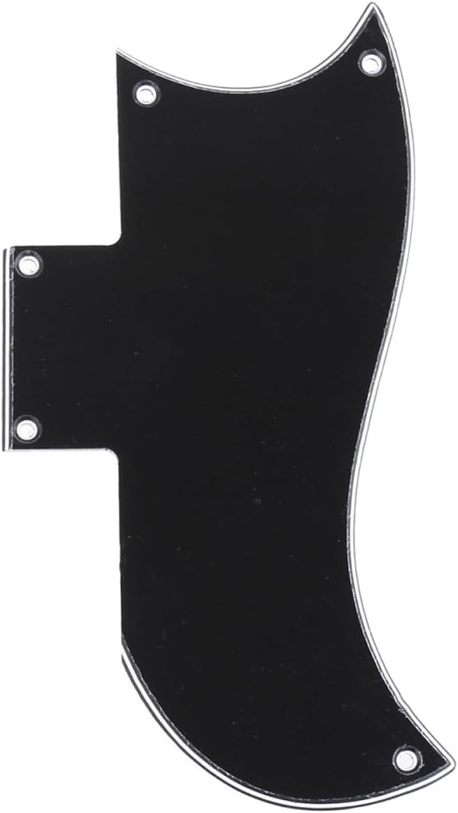 Pro 5-Hole Small Half Face Guitar Pickguard Compatible with USA Les Paul American SG, 3Ply Black