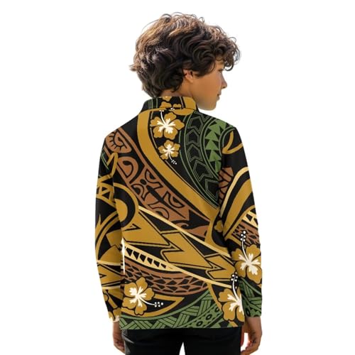 Shirts for Boys Size 3-16 Polynesian Long Sleeve Shirts Hawaiian Beach Activewear2