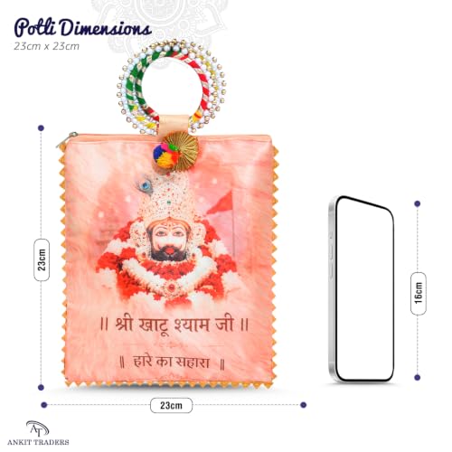 Image of Women Potli Bags Pack of 36 | Khatu Shyam Printed Gifting Potli with Zip & Bangle Handle | Traditional Shagun Return Gifts