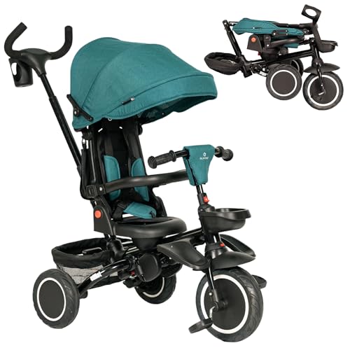 Olmitos - Triciclo Evolutivo Elliot 360º - Asiento Giratorio, Respaldo Ajustable y Estructura Resistente para Crecer con tu Pequeño (Azul)