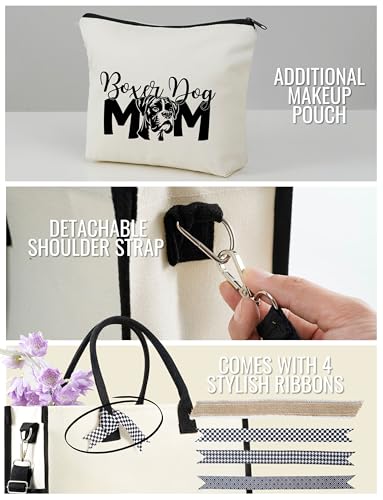 Bolsa tipo Tote de lona para mujer con diseño de perro Boxer miniatura 5