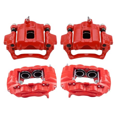 Image of TRQ Performance Front and Rear Brake Caliper Set Coated Brackets Compatible with 2001-2003 Toyota Sequoia