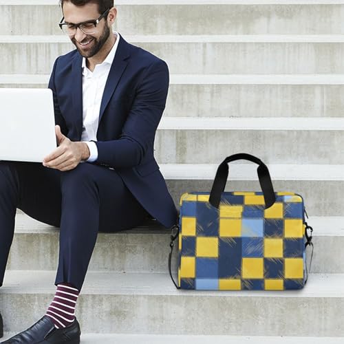 Funda para portátil 15.6 pulg con asa y correa amarilla y azul miniatura 3