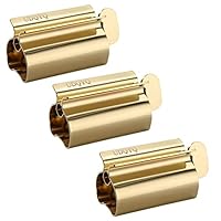 UDQYQ Tubenquetscher Tubenpresse,3-er Pack Zahnpasta Squeezer Edelstahl Sparen Zahnpasta total Squeeze Out leere Rohre, Edelstahl Zahnpasta Sitzhalter mit Standfunktion. (Gold)
