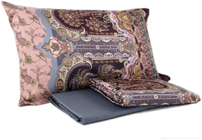 Bassetti Granfoulard Completo Letto Copripiumino Matrimoniale Due Piazze in Raso di puro Cotone Sacco Maxi + Lenzuolo Sotto con angoli + 2 Federe Piazza dei Normanni P1