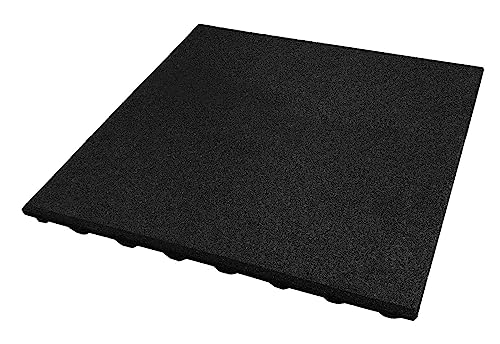 Fallschutzmatte Schwarz| 50x50 cm | 25 mm Starke Sicherheitsmatte | Stoßdämpfende Gummimatte | rutschfest und Robust | Geeignet für Spielplätze, Fitnessräume, Outdoor-Bereiche