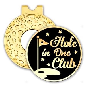 rofiowa Hole in One Club Black Gold Golf Ball Marker with Hat Clip, Funny Golf Accessories for Men Women, Christmas Father’s Day Birthday Gifts for Golf Fan Golfer, Novelty Golf Gifts (OBJ051)