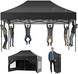 JUMMICO Tonnelle Pliante 3x4.5m avec Parois Latérales ｜ Structure Robuste, Cadre Solide et Haute Capacité de Charge ｜ Toit Pointu pour Un Espace Intérieur Plus Haut ｜ pour Jardin et Camping