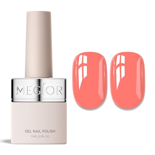 MEGIOR Carrot Gel Nail Polish 0.5 Fl Oz Coral Pink Soak Off UV LE...