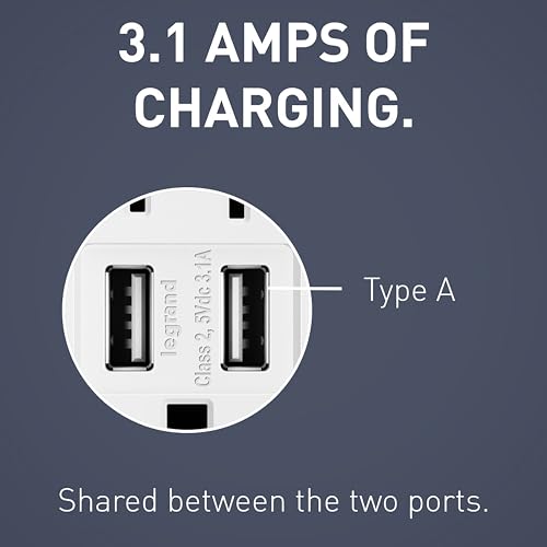 Legrand Radiant TM826USBWCCV6 15 Amp Decorator Duplex Tamper Resistant Outlet Receptacle with 3.1A Type A USB Charger, White (1 Count) by Pass & Seymour - Image 2
