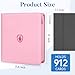 Premium Zip Card Binder 12 Pocket, Fabmaker 912 Pockets Trading Card Binder, PU Zipper Card Collection Album, Sturdy Side-Loading Card Book Holder for Game & Sports Cards, Pink
