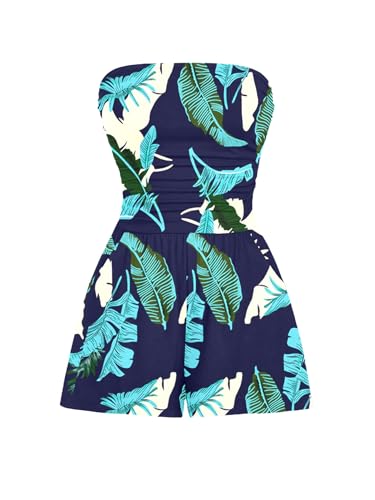 Image of AUXDIO Women Summer Casual Strapless Romper Sleeveless Off Shoulder Short Jumpsuits 2026 Beach Vacation Clothes