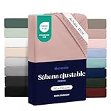 Dreamzie Sabanas Bajeras 90x190 cm - Bonete 35 cm - Microfibra Suave - para Colchones Gruesos - Certificado Oeko-Tex - Rosa Empolvado