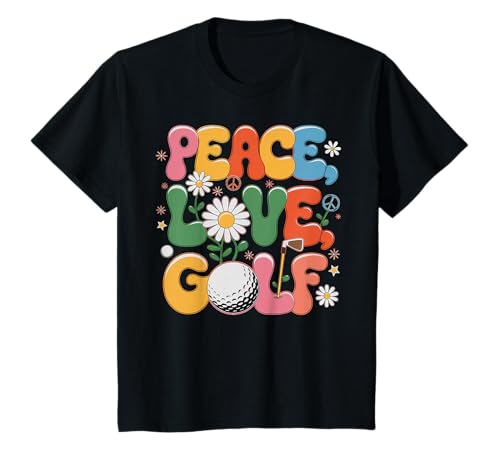 Peace Love Golf 60S 70S Hippie Retro Golfer T-Shirt