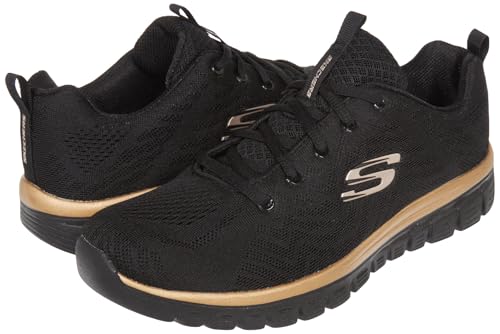 Image of Skechers Women's Graceful-Get Connected Sneaker, Black Rose Gold, 10