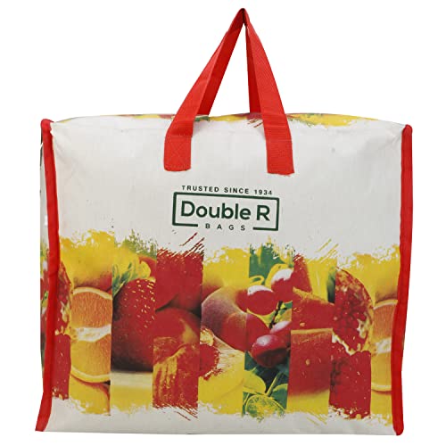 Image of DOUBLE R BAGS Multipurpose Clothes & Grocery Storage Organizer with Reinforced Cotton Handles, Zip Cover & 1 Compartment - Heavy Duty Canvas Bags (Multicolor, 43x27.9x43 cm, Pack of 4)