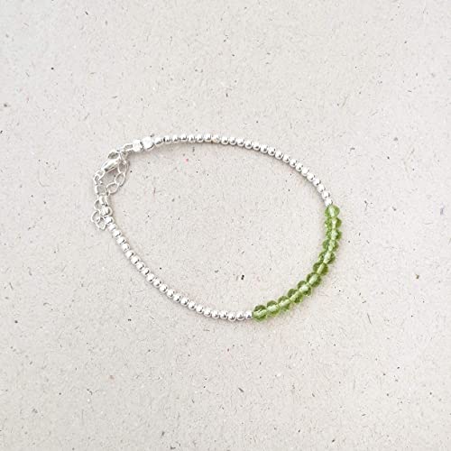 Green Peridot Bracelet For Women Sterling Silver Beads August Birthstone Gemstone Jewelry Crystal Healing #TOP2
