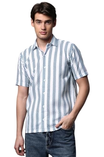 Image of Half Sleeve Relaxed Fit Men's Casual Shirt | Cotton Blend Oversized Shirts for Men Loose fit | Oversized Printed Shirts for Men | Men's Half Sleeve Relaxed Fit Shirt Fashion